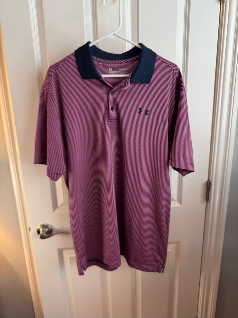 Under Armour Men’s Purple Polo with Navy Contrast Collar